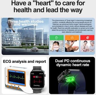 Smart Watch BT Call Health Monitor Smart Watch Multifunctional Health Monitoring High-Clear Screen Long Battery Life IP67 Waterproof for Men and Women