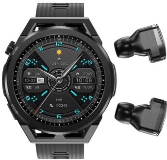 Smart Watch & True Wireless BT 5.0 Headphones 2-in-1 ENC Noise Cancelling Earphones Fitness Tracker Smartwatch 4GB Memory MP3 Music Playback 1.53-inch Color Screen Monitoring Blood Oxygen Heart Rate Sleep NFC One-touch Access