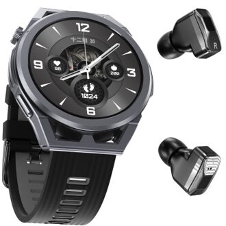 Smart Watch & True Wireless BT 5.0 Headphones 2-in-1 ENC Noise Cancelling Earphones Fitness Tracker Smartwatch 4GB Memory MP3 Music Playback 1.53-inch Color Screen Monitoring Blood Oxygen Heart Rate Sleep NFC One-touch Access