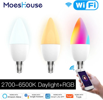 Smart WiFi LED Bulb RGB 2700-6500K C+W 4.5W Dimmable Smart Life Tuya APP Remote Control Light Bulb Work with Alexa/Google Home