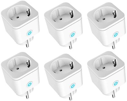 Smart Wifi Plug Adapter 16A Eu Remote Voice Control Power Monitor Stopcontact Timing Functie Werk Met Alexa Google Thuis tuya 6stukken
