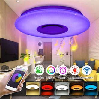Smart WIFI RGBW Color Bluetooth Speaker LED Ceiling Lights for Room 60W LED Fixtures Ceiling Lamps Modern Flush Mount Light Lamp