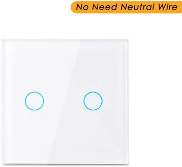 Smart Wifi Schakelaar Touch Light Switch Geen Neutrale Draad Tuya App 433 Rf Controle Ondersteuning Alexa Google Thuis 220V wifi Wandschakelaar wit 2Gang