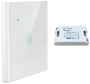 Smart Wireless Touch Schakelaar 1/2/3Gang 433Mhz Rf Lichtschakelaar Draadloze Panel Schakelaar Afstandsbediening 10A/1100W Zender Ontvanger 1 Gang 1 Receiver