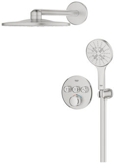 Smartcontrol Thermostatisch Inbouw Douchekraan Shower-Set Rond Supersteel Grijs