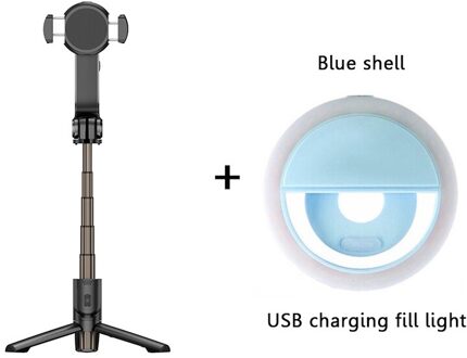 Smartphone Handheld Gimbal Stabilisatoren Selfie Stok Statief Anti-Shake Draadloze Bluetooth Afstandsbediening Uitschuifbare Opvouwbare S1 met blauw licht