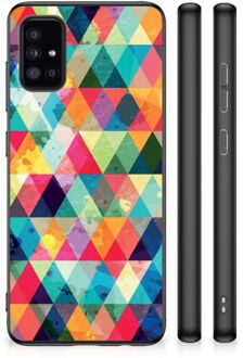 Smartphone Hoesje Samsung Galaxy A51 Backcase TPU Siliconen Hoesje met Zwarte rand Geruit