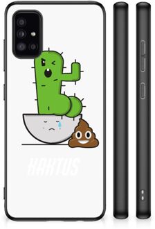 Smartphone Hoesje Samsung Galaxy A51 Beschermhoesje met Zwarte rand Cactus Poo