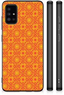 Smartphone Hoesje Samsung Galaxy A51 Cover Case met Zwarte rand Batik Orange