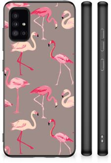 Smartphone Hoesje Samsung Galaxy A51 Cover Case met Zwarte rand Flamingo