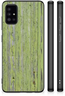 Smartphone Hoesje Samsung Galaxy A51 Cover Case met Zwarte rand Green Wood