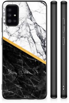 Smartphone Hoesje Samsung Galaxy A51 Smartphonehoesje met Zwarte rand Marble White Black