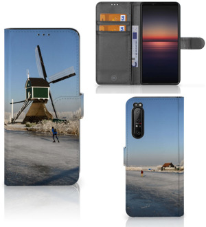 Smartphone Hoesje Sony Xperia 1 II Boekhoesje Tekst Schaatsers