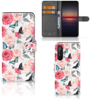 Smartphone Hoesje Sony Xperia 1 II Flipcase Cadeautjes voor Moederdag Butterfly Roses