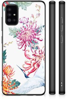 Smartphonehoesje Customize Samsung Galaxy A51 GSM Hoesje met Zwarte rand Bird Flowers