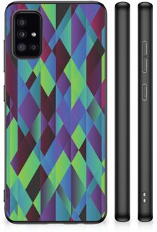 Smartphonehoesje met naam Samsung Galaxy A51 TPU Silicone Hoesje met Zwarte rand Abstract Groen Blauw