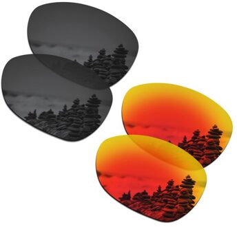 SmartVLT 2 Pairs Gepolariseerde Zonnebril Vervanging Lenzen voor Oakley Crosshair Stealth Zwart en Fire Red