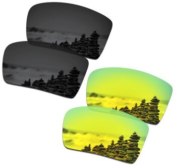 SmartVLT 2 Pairs Gepolariseerde Zonnebril Vervanging Lenzen voor Oakley Eyepatch 2 Stealth Zwart en 24K Goud