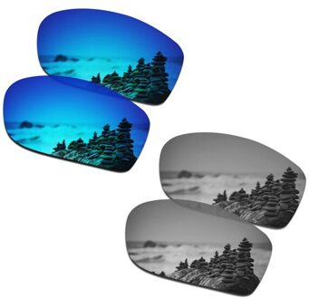 SmartVLT 2 Pairs Gepolariseerde Zonnebril Vervanging Lenzen voor Oakley Fives Squared Ijs Blauw en Zilver Titanium
