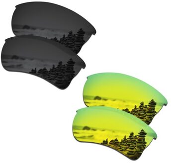 SmartVLT 2 Pairs Gepolariseerde Zonnebril Vervanging Lenzen voor Oakley Kwart Jas Stealth Zwart en 24K Goud