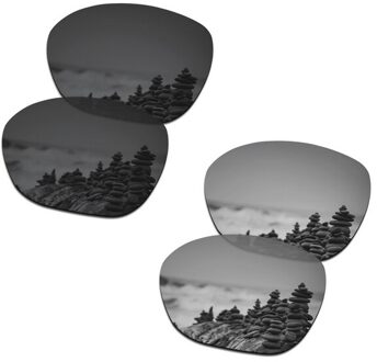 SmartVLT 2 Pairs Gepolariseerde Zonnebril Vervanging Lenzen voor Oakley Overuren Stealth Zwart en Zilver Titanium