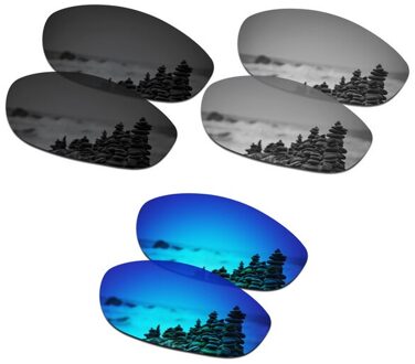 SmartVLT 3 Pairs Gepolariseerde Zonnebril Vervanging Lenzen voor Oakley Monster Hond Stealth Zwart en Zilver Titanium en Ijs Blauw