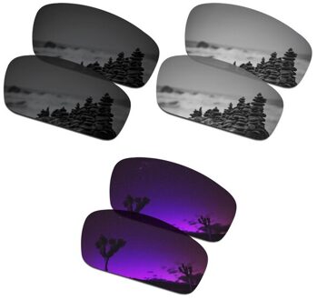 SmartVLT 3 Pairs Gepolariseerde Zonnebril Vervanging Lenzen voor Oakley Monster Pup Stealth Black & Silver Titanium & Plasma Paars