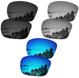 SmartVLT 3 Pairs Gepolariseerde Zonnebril Vervanging Lenzen voor Oakley Sliver F Stealth Zwart en Zilver Titanium en Ijs Blauw