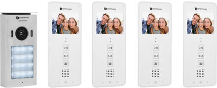 Smartwares Dic-22142 Video Intercom Systeem Voor 4 Appartementen Wit