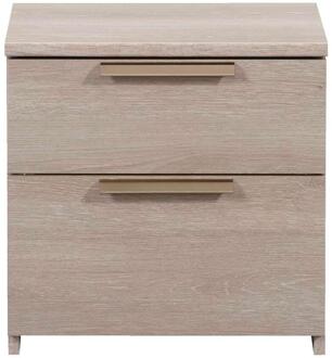 Smartwares Leen Bakker - Nachtkastje Tempo - 2 Lades - Grijs Eikenkleur - Spaanplaat - Bruin - 44x44x34 Cm