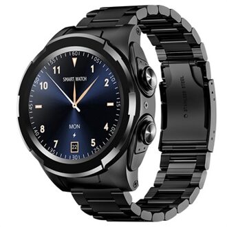 Smartwatch met TWS Earphones JM06 - Aluminium band (Geopende verpakking - Bevredigend) - Zwart