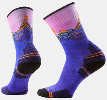 Smartwool Hike Mountain Sunrise Print Crew Wandelsok Blauw - L