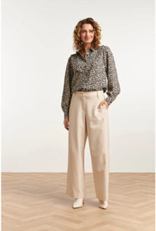 Smashed Lemon 23510 dames blouse met kraag- | Zwart