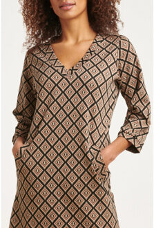 Smashed Lemon 23519 dames retro jurk met aztec print | Zwart - XS