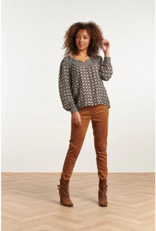 Smashed Lemon 23521 dames losvallende top met dubbele sierprint | Veelkleurig