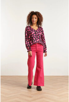 Smashed Lemon 23558 top met speelse dierenprint | Zwart