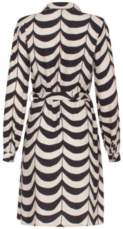 Smashed Lemon 23563 winter grafische knoop jurk met taille naad | Zwart - XXXL