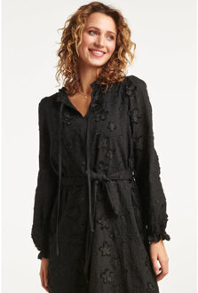 Smashed Lemon 23572 3d geborduurde bloemenjurk | Zwart - XS