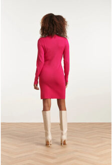 Smashed Lemon 23602 stijlvolle aansluitende coltrui jurkfel | Fuchsia - XL