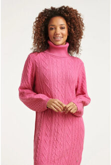 Smashed Lemon 23603 oversized coltrui jurk met pofmouwenfel | Roze - 4XL