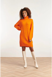 Smashed Lemon 23603 oversized coltrui jurk met pofmouwengedurfd | Oranje