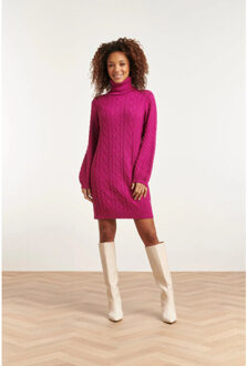 Smashed Lemon 23603 oversized coltrui jurk met pofmouwenprachtig paars - XXL