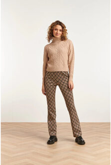 Smashed Lemon 23604 getextureerde gebreide coltrui | Beige - XXXL