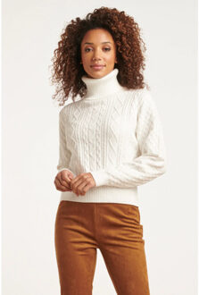 Smashed Lemon 23604 getextureerde gebreide coltrui | Ecru - XXXL