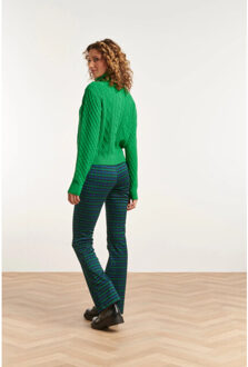 Smashed Lemon 23604 getextureerde gebreide coltrui | Groen - XXXL