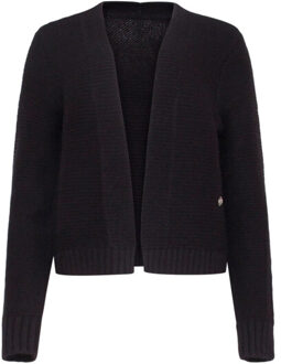 Smashed Lemon 23608 open dikke rib gebreide cardigan | Zwart - XL