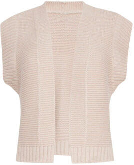 Smashed Lemon 23609 trendy rib gebreide gilet | Beige - 4XL