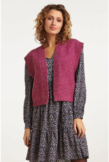 Smashed Lemon 23609 trendy rib gebreide giletpaars | - XL