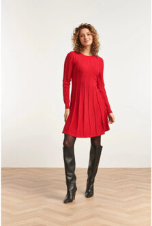 Smashed Lemon 23614 fitfla gebreide korte jurk | Rood - XL