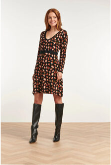 Smashed Lemon 23616 dames e jurk met dieren print | Zwart - S